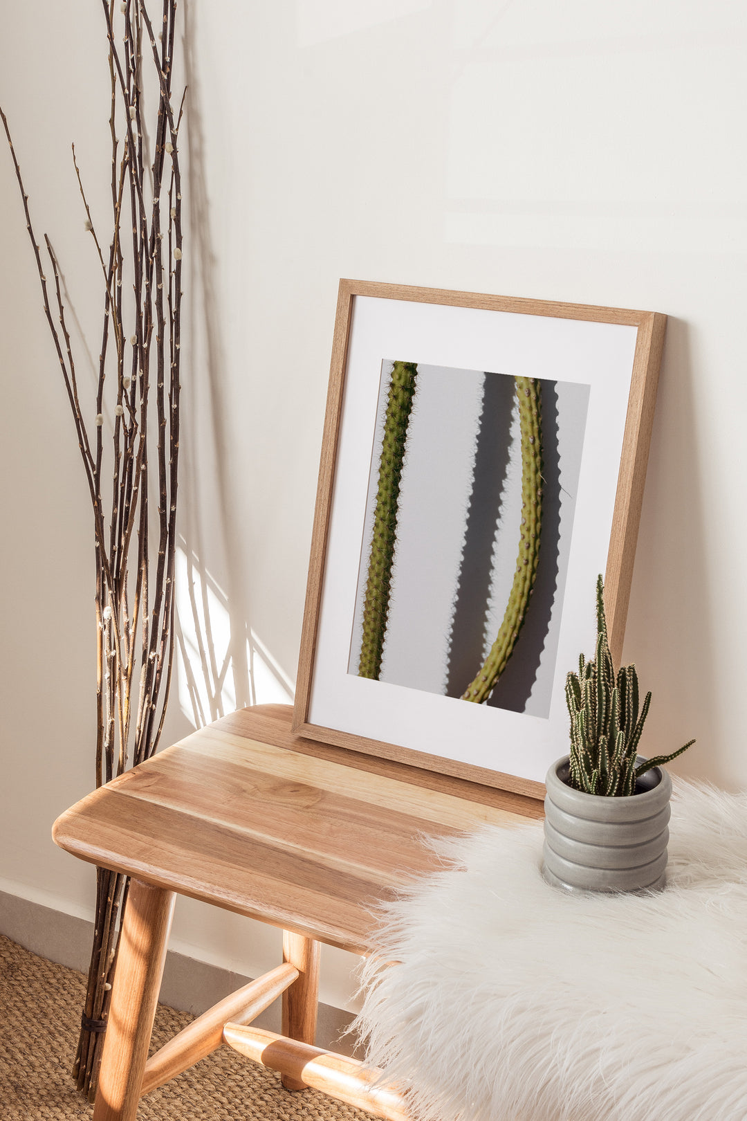 Spilling Shadows – Minimal Cactus Wall Art (Digital Download)