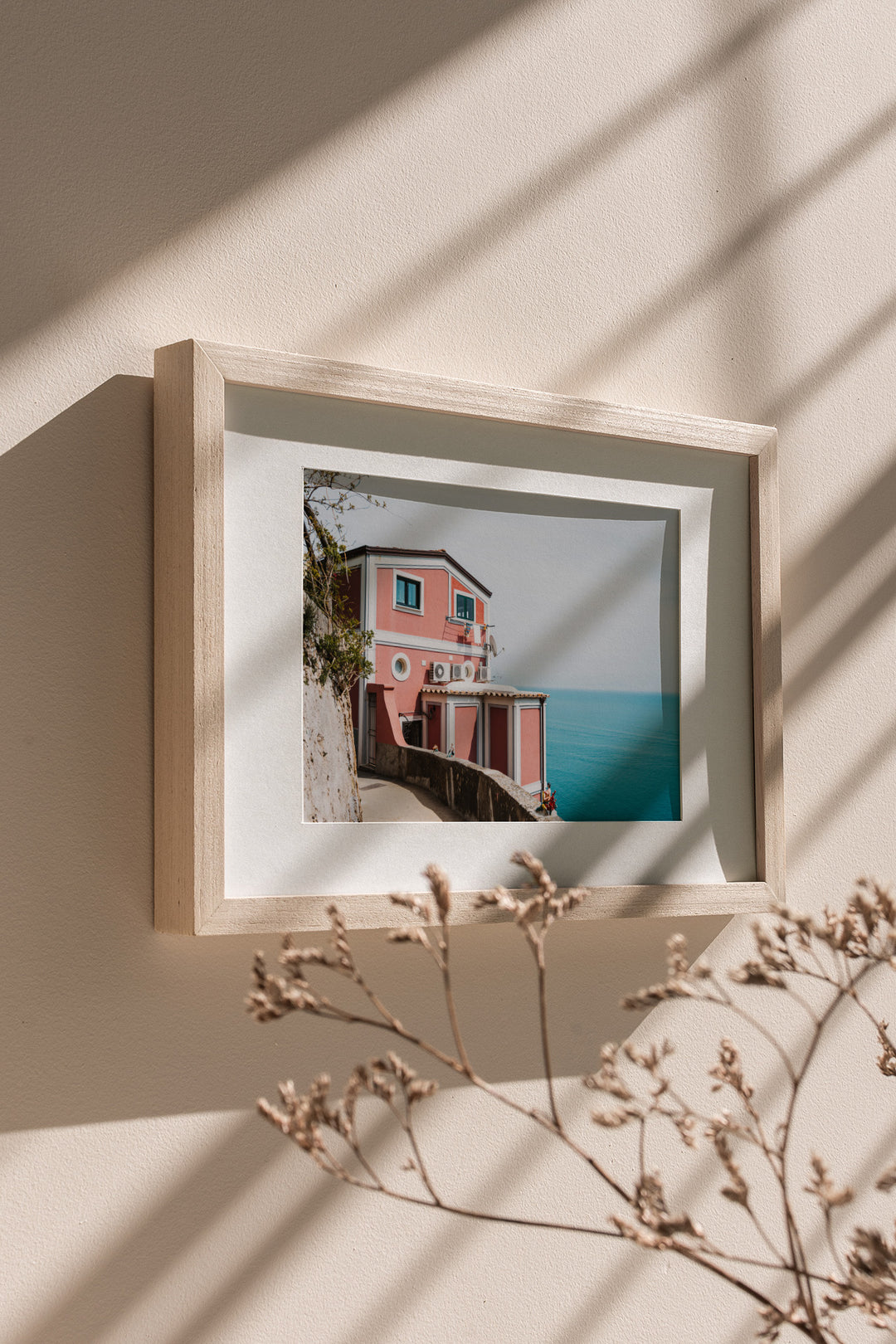 Pink House by the Sea – Amalfi Coast Wall Art (Digital Download)