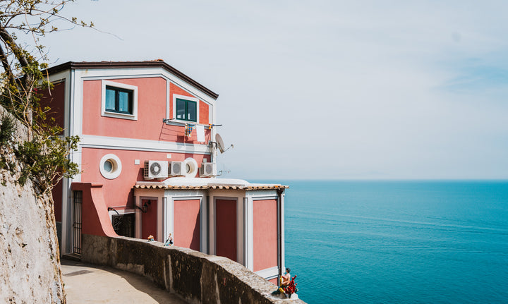 Pink House by the Sea – Amalfi Coast Wall Art (Digital Download)