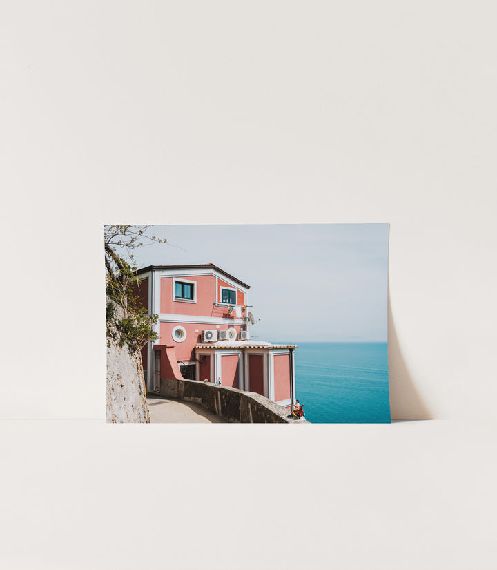 Pink House by the Sea – Amalfi Coast Wall Art (Digital Download)