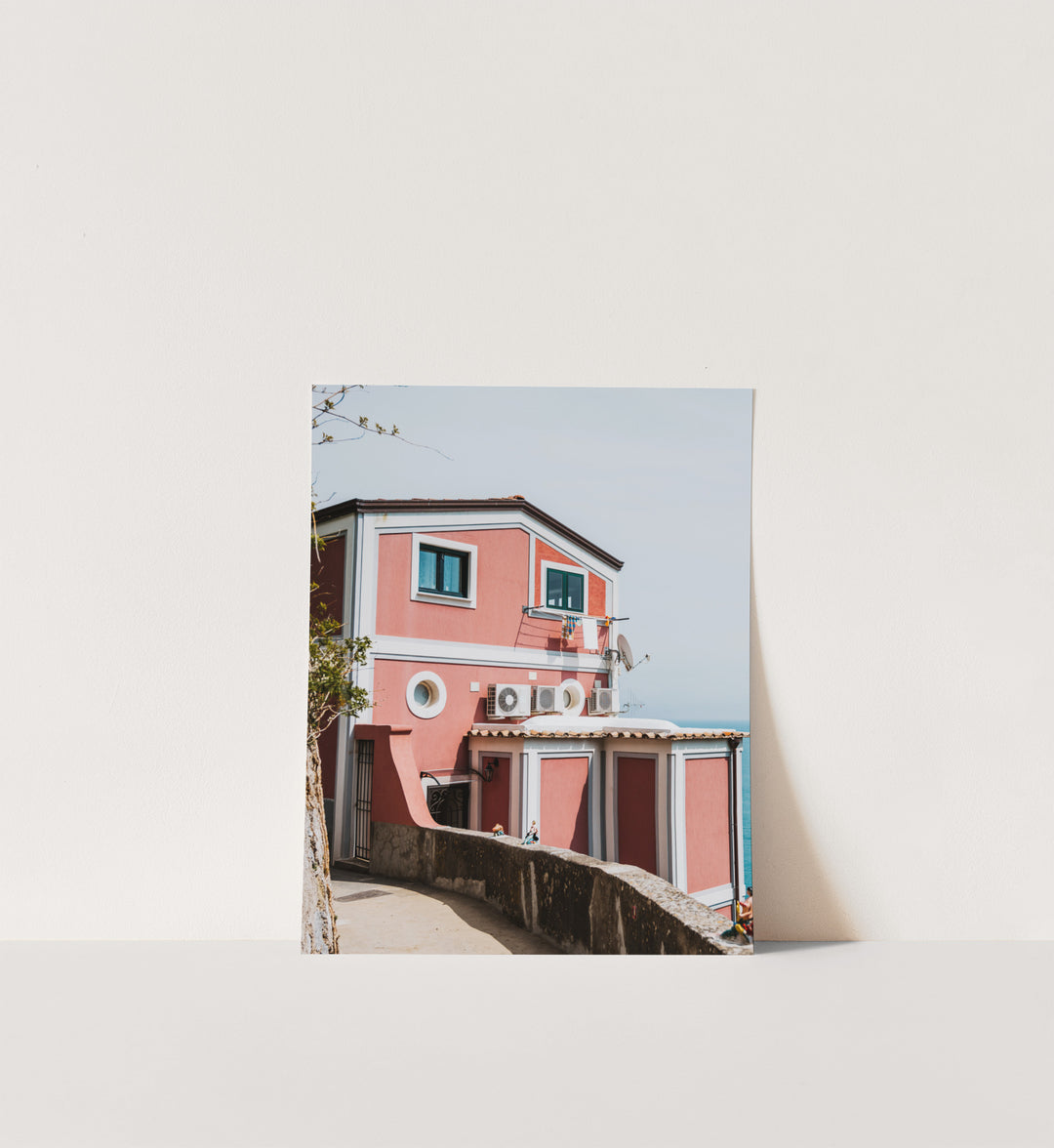 Pink House by the Sea – Amalfi Coast Wall Art (Digital Download)