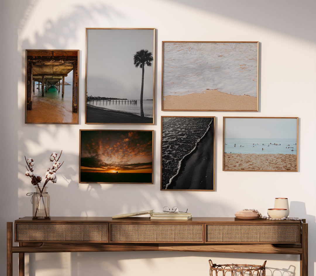Silent Shoreline – B&W Palm Tree Coastal Wall Art (Digital Download)