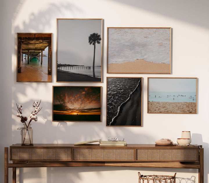 Silent Shoreline – B&W Palm Tree Coastal Wall Art (Digital Download)