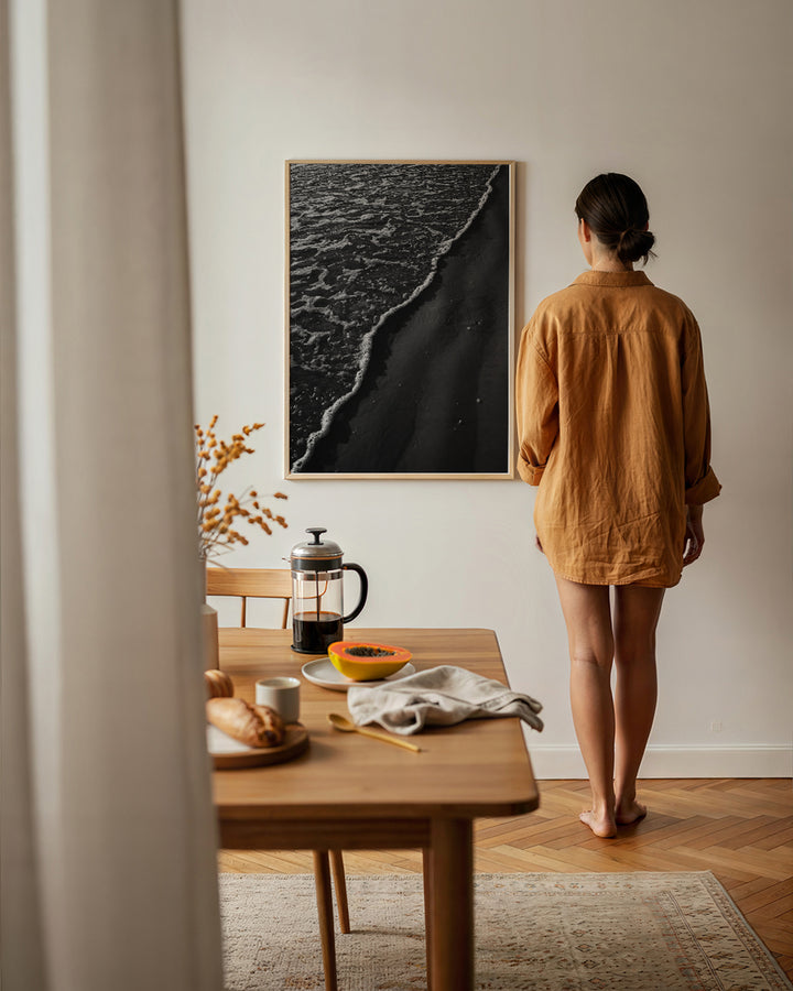 Midnight Ocean — Black & White Wave Wall Art (Digital Download)