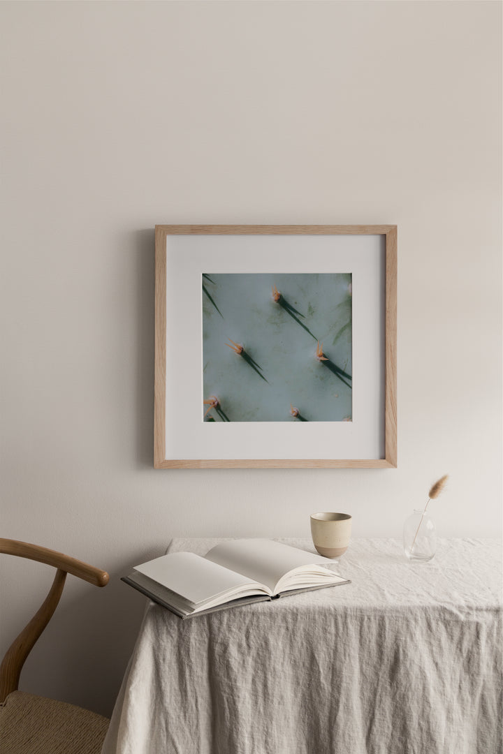 Sharp Shadows on Velvet Cream – Mint Cactus Abstract Square Wall Art (Digital Download)