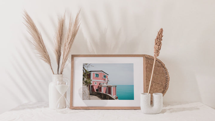 Pink House by the Sea – Amalfi Coast Wall Art (Digital Download)