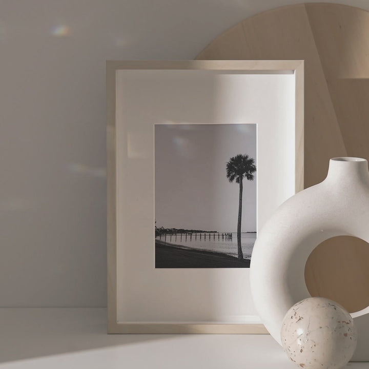 Silent Shoreline – B&W Palm Tree Coastal Wall Art (Digital Download)